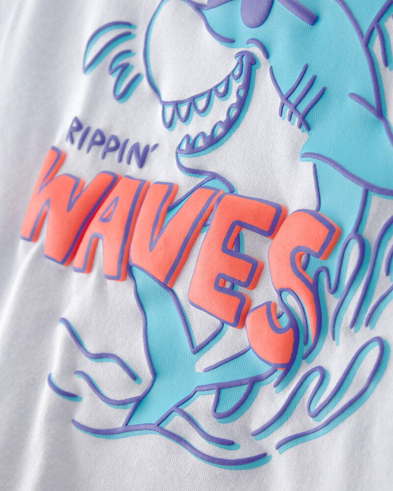 Baby Boy 2-Piece Shark Top & Short Set - Blue/Khaki, image 3 of 6 slides