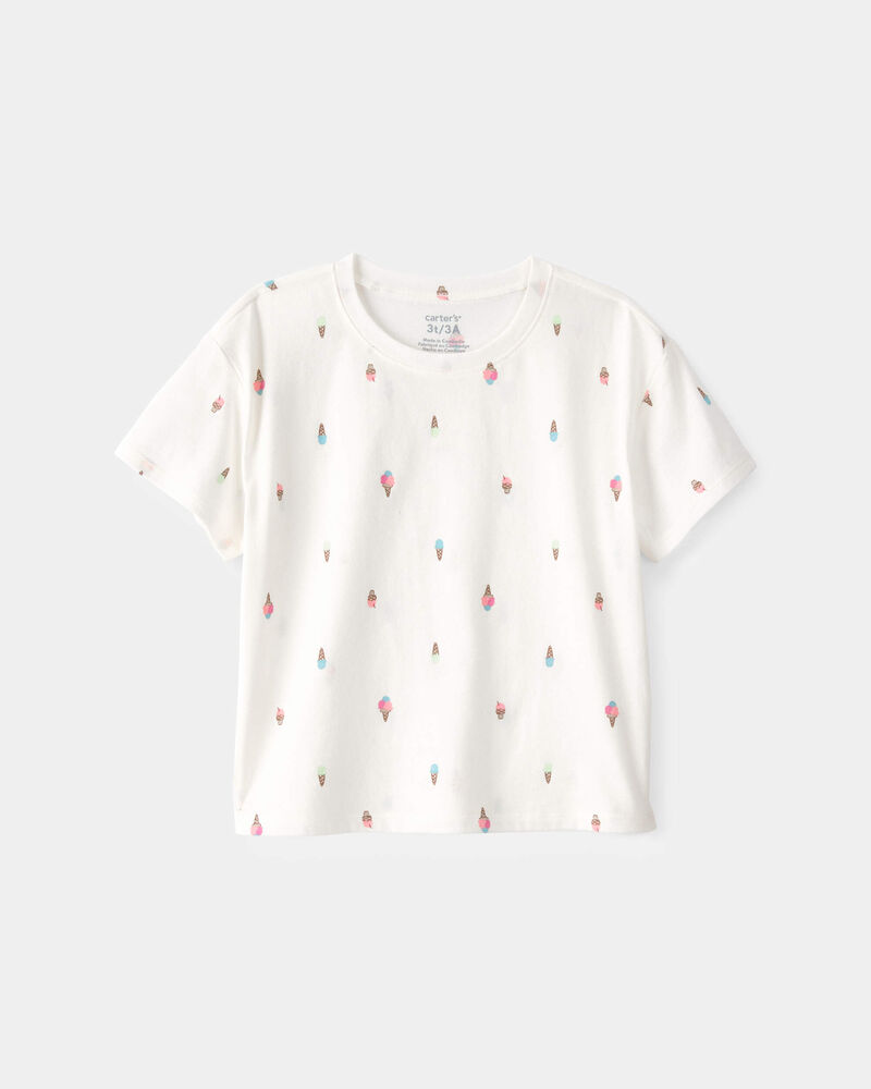 Toddler Girl Ice Cream Relaxed Top - Ivory, image 1 of 3 slides