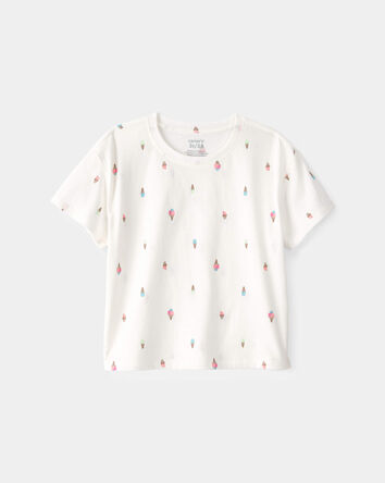 Toddler Girl Ice Cream Relaxed Top - Ivory, 