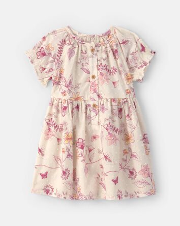 Baby Girl Floral Puff-Sleeve Dress - Ivory, 