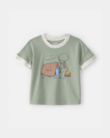 Baby Boy Camping Dinosaur Graphic Tee - Green, 