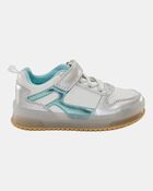 Toddler Light Up Metallic Sneakers - Silver/Aqua, image 3 of 8 slides