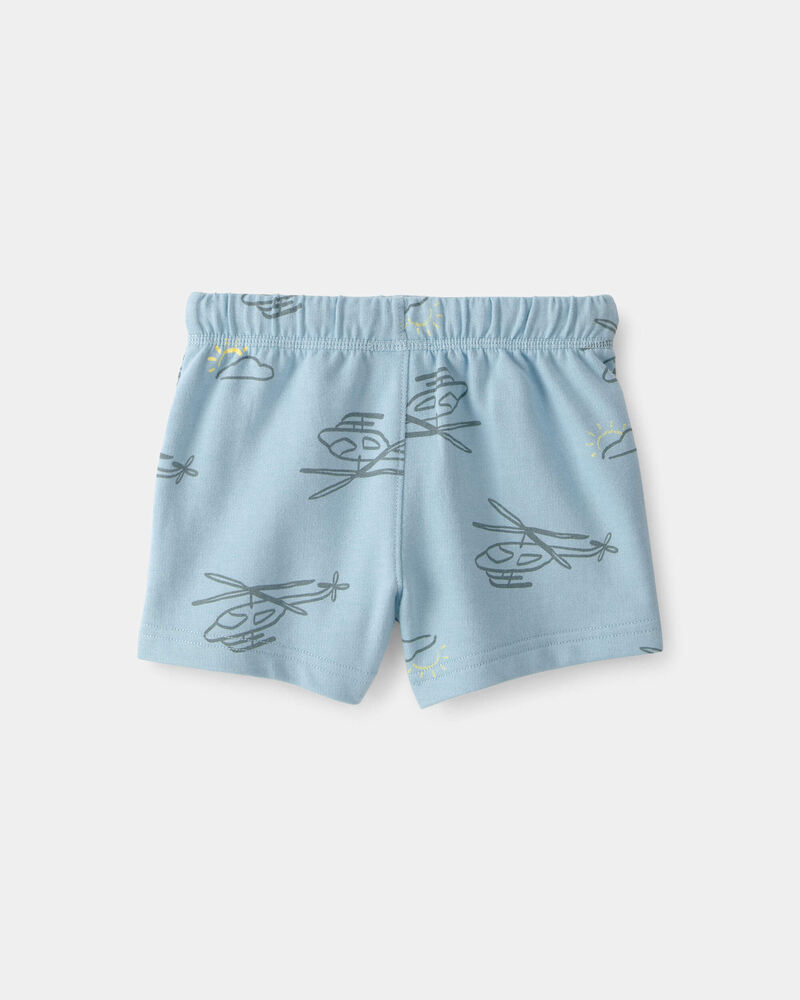 Baby Boy Helicopter French Terry Shorts - Blue, image 2 of 4 slides