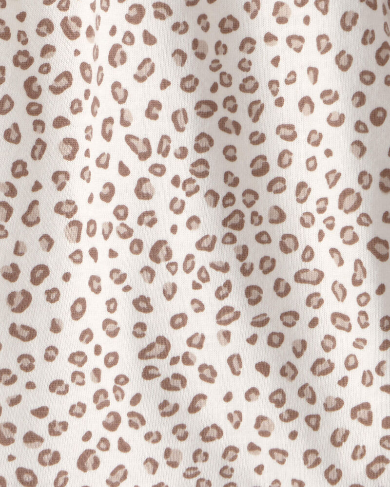 Baby Girl Cheetah Sleeveless Romper - Brown/Ivory, image 2 of 3 slides