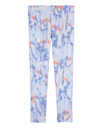 Girls Tie-Dye Cotton Stretch Leggings, 