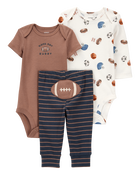 Baby Boy 3-Piece Football Bodysuits & Pant Set, image 1 of 5 slides