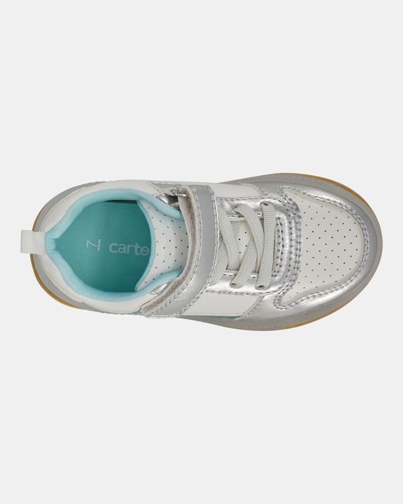 Toddler Light Up Metallic Sneakers - Silver/Aqua, image 5 of 8 slides