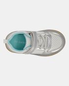 Toddler Light Up Metallic Sneakers - Silver/Aqua, image 5 of 8 slides