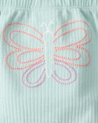 Baby Girl 3-Piece Butterfly Bodysuits & Pant Set - Blue/Ivory, image 3 of 6 slides