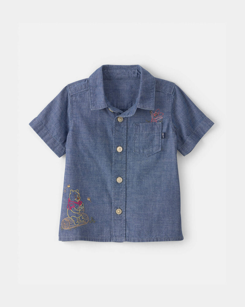 Baby Boy Disney&copy; Winnie the Pooh Chambray Embroidered Button-Down Shirt - Medium Wash, image 4 of 5 slides