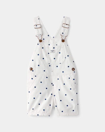 Toddler Girl Polka Dot Shortall - White/Blue, 