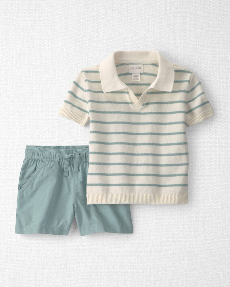 Toddler Boy 2-Piece Knit Top & Short Set Made with Organic Cotton in Stripes, image 1 of 5 slides