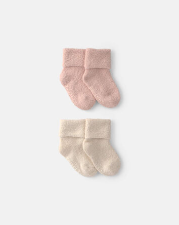 Baby Girl 4-Pack Baby Booties - Pink/Ivory, 