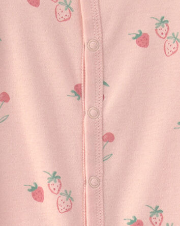 Baby Girl Strawberry 100% Cotton Sleep & Play Pajamas - Pink, 