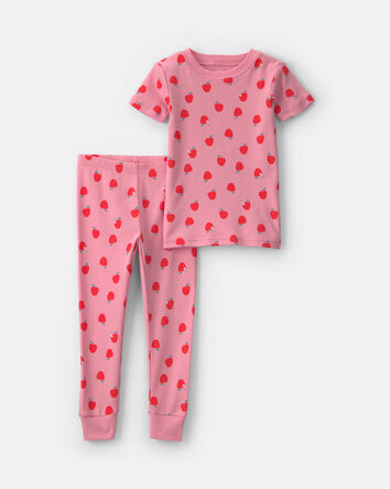 Toddler Girl Apple 100% Cotton 2-Piece Pajama Set - Pink, 