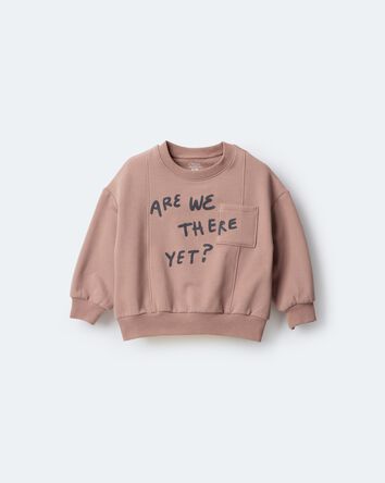 Toddler Neutral Are We There Yet' Pullover Sweatshirt - Mocha Brown, 