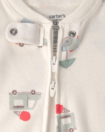 Baby 2-Pack Ice Cream Truck 100% Cotton Snug Fit 1-Piece Pajama - Blue/Ivory, 