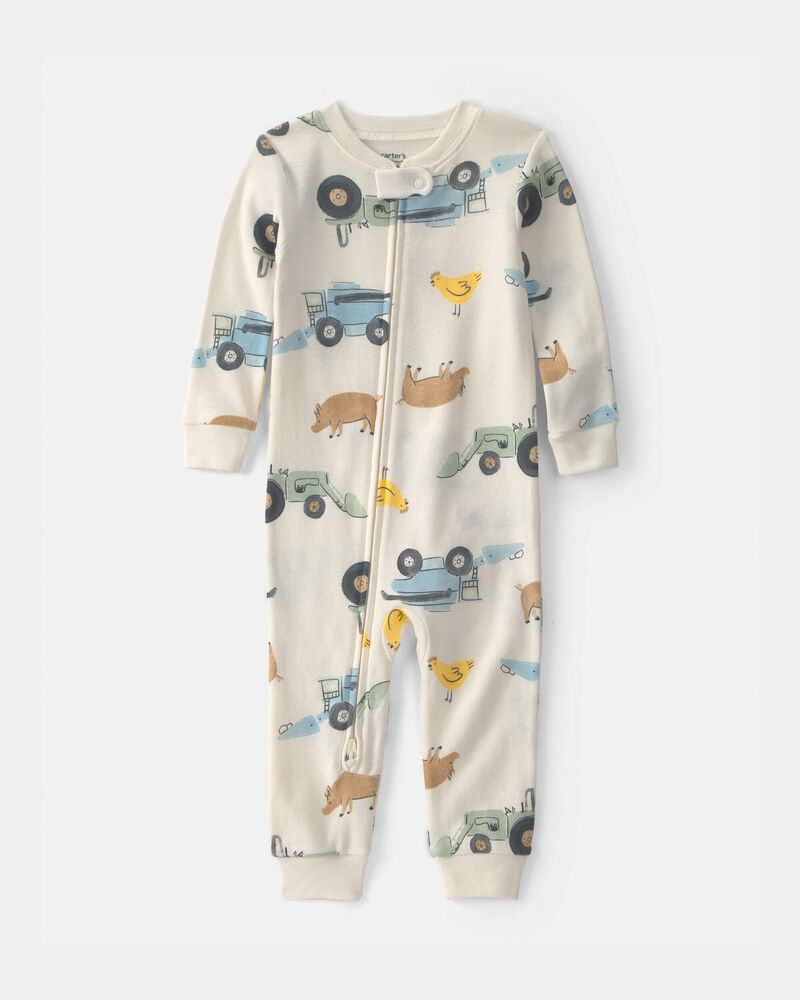 Baby Boy Farm 100% Cotton 1-Piece Pajama , image 1 of 4 slides