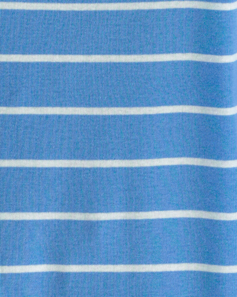 Toddler Boy PB&J Striped 100% Cotton Short-Sleeve Snug Fit 4-Piece Pajama Set - Blue/Brown, image 3 of 4 slides