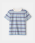 Kids Striped T-Shirt - Blue/Orange/Ivory, image 1 of 3 slides