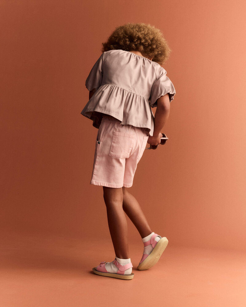 Toddler Girl Puff-Sleeve Peplum Top - Mauve, image 5 of 6 slides