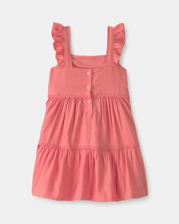 Toddler Girl Ruffle-Sleeve Tiered Dress - Coral, 