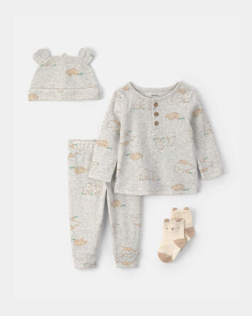 Baby 4-Piece Bear Layering Set - Grey, 