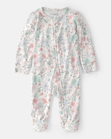 Baby Girl Butterfly Garden 2-Way Zip PurelySoft Footie Sleep & Play Pajama, 