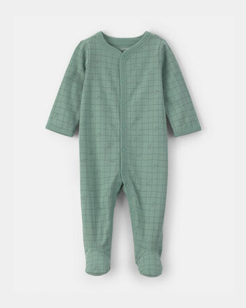 Baby Boy Dinosaur 100% Cotton Sleep & Play Pajamas - Green, 