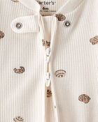 Baby Pastry Print Cotton Long-Sleeve Snug Fit Sleep & Play Pajamas - Cream, image 2 of 4 slides