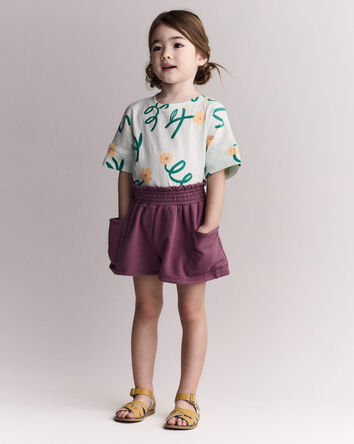 Toddler Girl High-Low Dolman Tee in Floral Print - Light Green, 