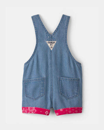 Baby Girl Bandana Denim Shortall - Medium Wash, 