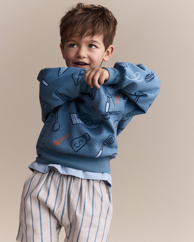Toddler Baking Wide-Arm Pocket Sweatshirt - Blue, image 3 of 6 slides