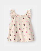Baby Girl Cherry Ruffle-Sleeve Tank Top - Cream, image 1 of 3 slides