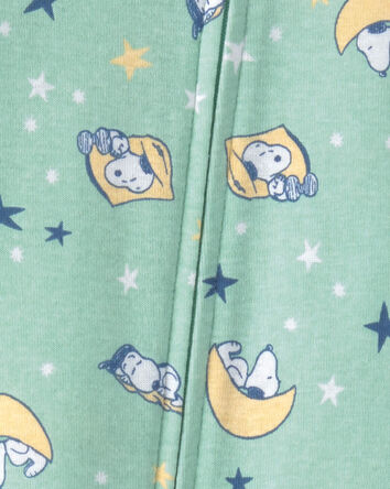 Baby Peanuts Snoopy 100% Cotton Snug Fit 1-Piece Pajama - Green, 