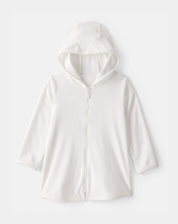 Toddler Girl Terry Cover Up - White, 