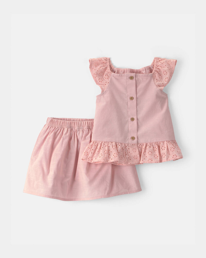 Toddler Girl 2-Piece Eyelet Top & Skort Set - Pink, image 1 of 4 slides
