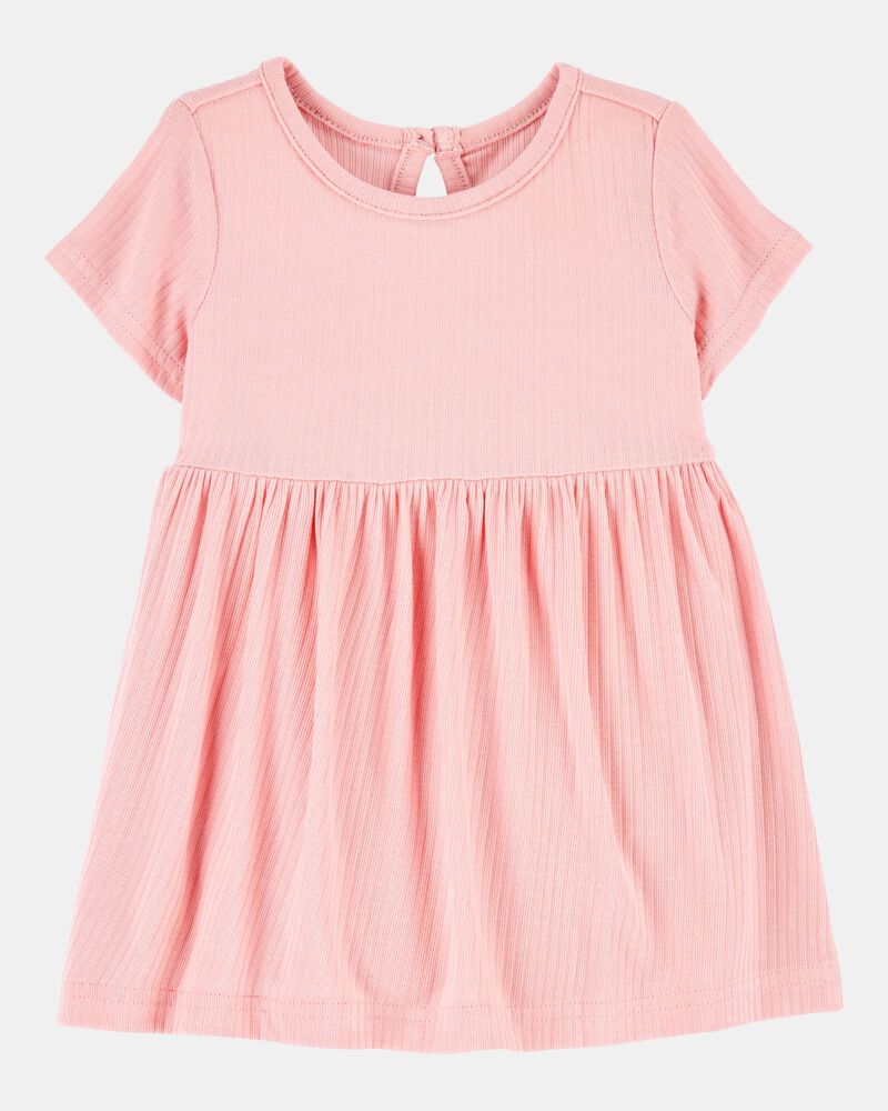 Baby Girl Solid PurelySoft Bodysuit Dress - Pink, image 1 of 7 slides