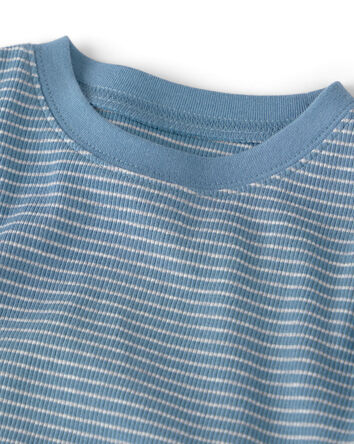Toddler 2-Piece Organic Cotton Ribbed Pajama Set in Stripes, 