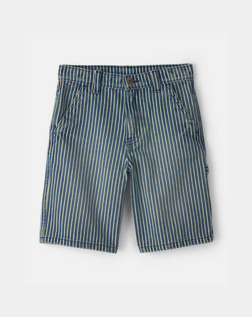 Boys Hickory Stripe Denim Utility Shorts - Dark Wash, 