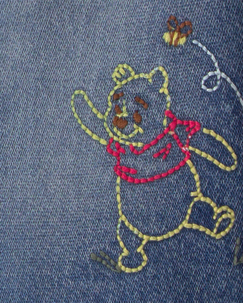 Baby Disney&copy; Winnie the Pooh Embroidered Knit-Like Denim Jacket with Back Art - Dark Wash, image 5 of 9 slides