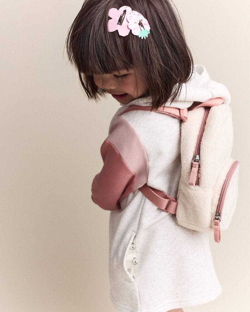 Toddler Girl Colorblock Long-Sleeve Hooded Sweatshirt Dress - Light Heather Grey, image 3 of 7 slides