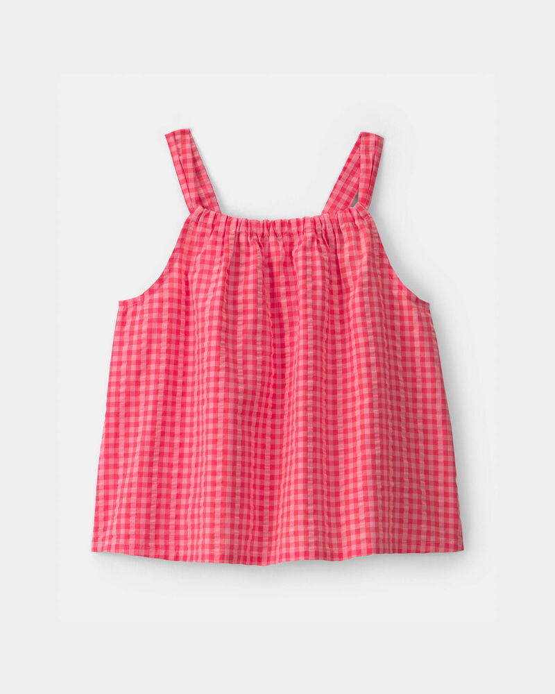 Girls Gingham Tank Top - Pink, image 1 of 3 slides