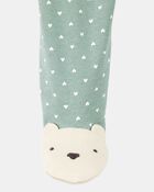 Baby 2-Pack  Cotton 2-Way Zip Sleep & Play Pajamas - Green/Ivory, image 5 of 6 slides