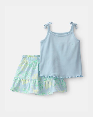 Baby Girl 2-Piece Coral Reef Top & Skirt Set - Blue/Green, 