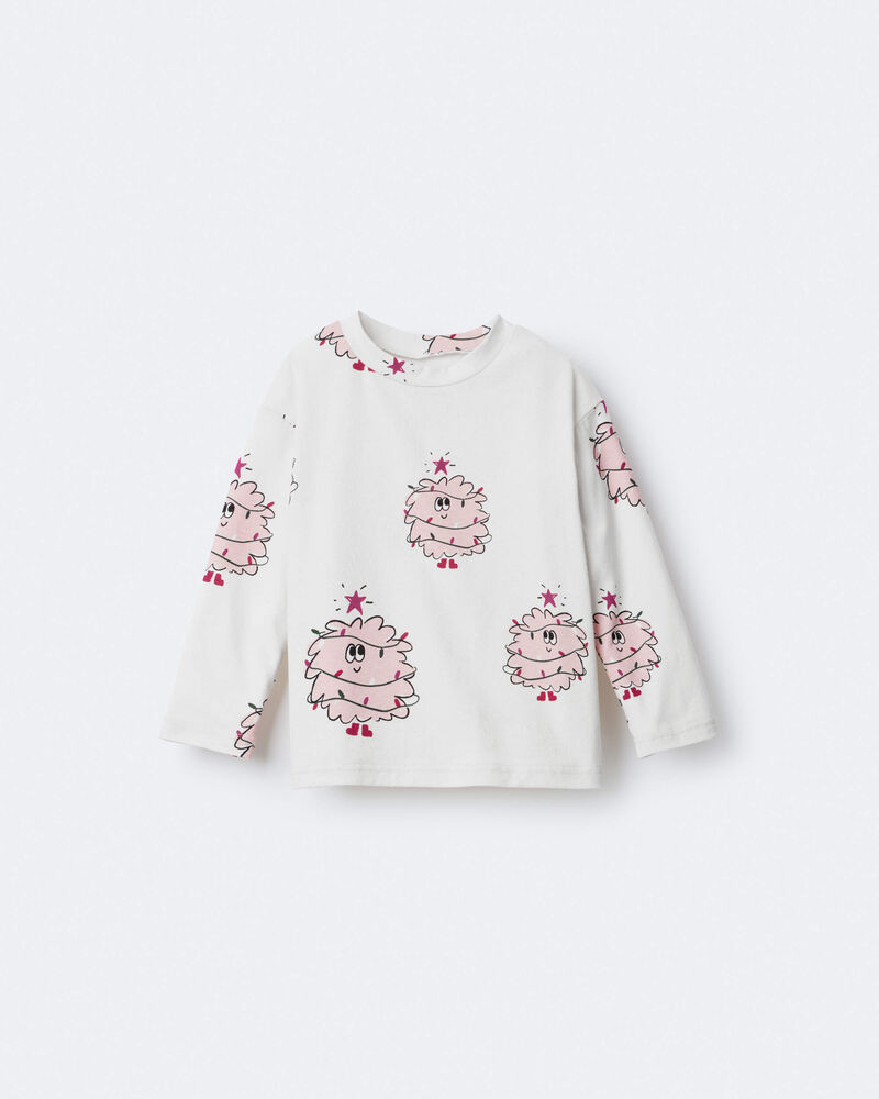 Toddler Girl Holiday Squish Character Long-Sleeve Graphic Tee - Ivory, image 2 of 6 slides