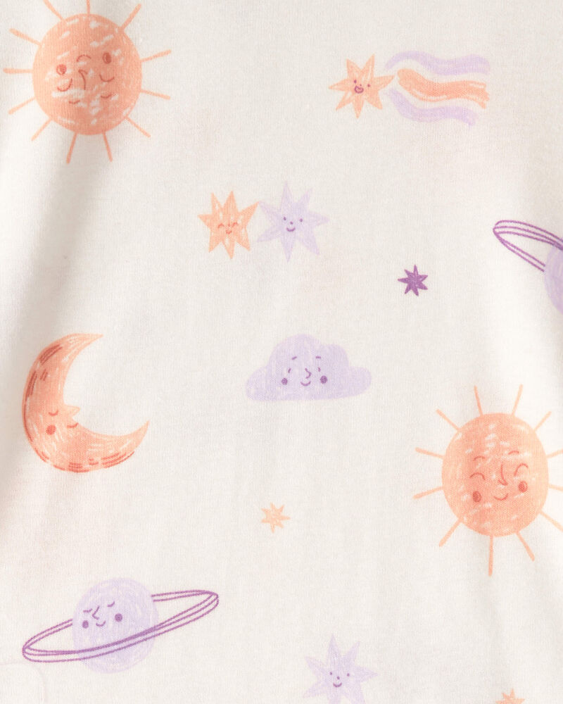 Toddler Girl Space Constellation Tie-Dye 100% Cotton Snug Fit 4-Piece Pajama Set - Purple, image 3 of 4 slides
