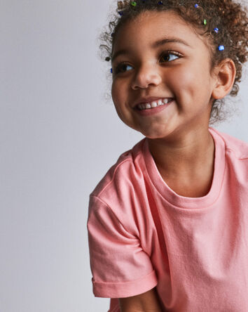 Toddler Girl Rolled Cuff Tee - Light Pink, 