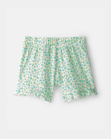 Toddler Girl Ruffle-Trim Floral Shorts - Green, 