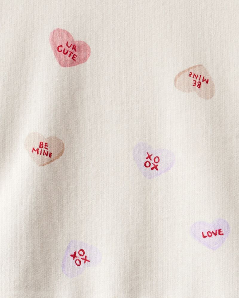 Toddler Girl Candy Heart French Terry Pullover & Pant Set - Cream, image 3 of 4 slides
